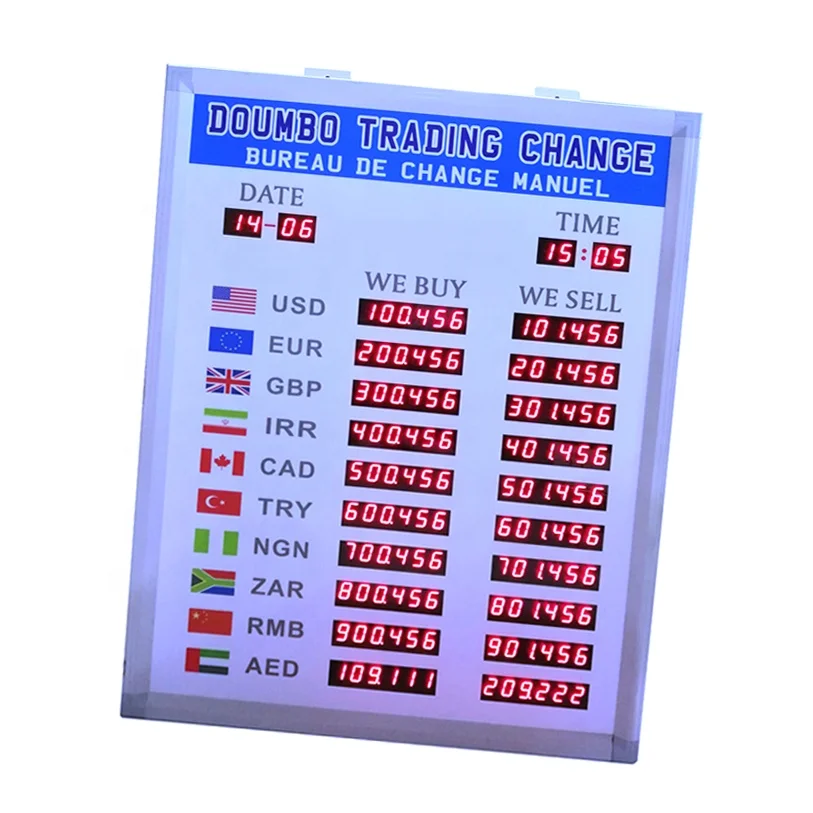 Bank Led Digital Display Currency Exchange Rate Board