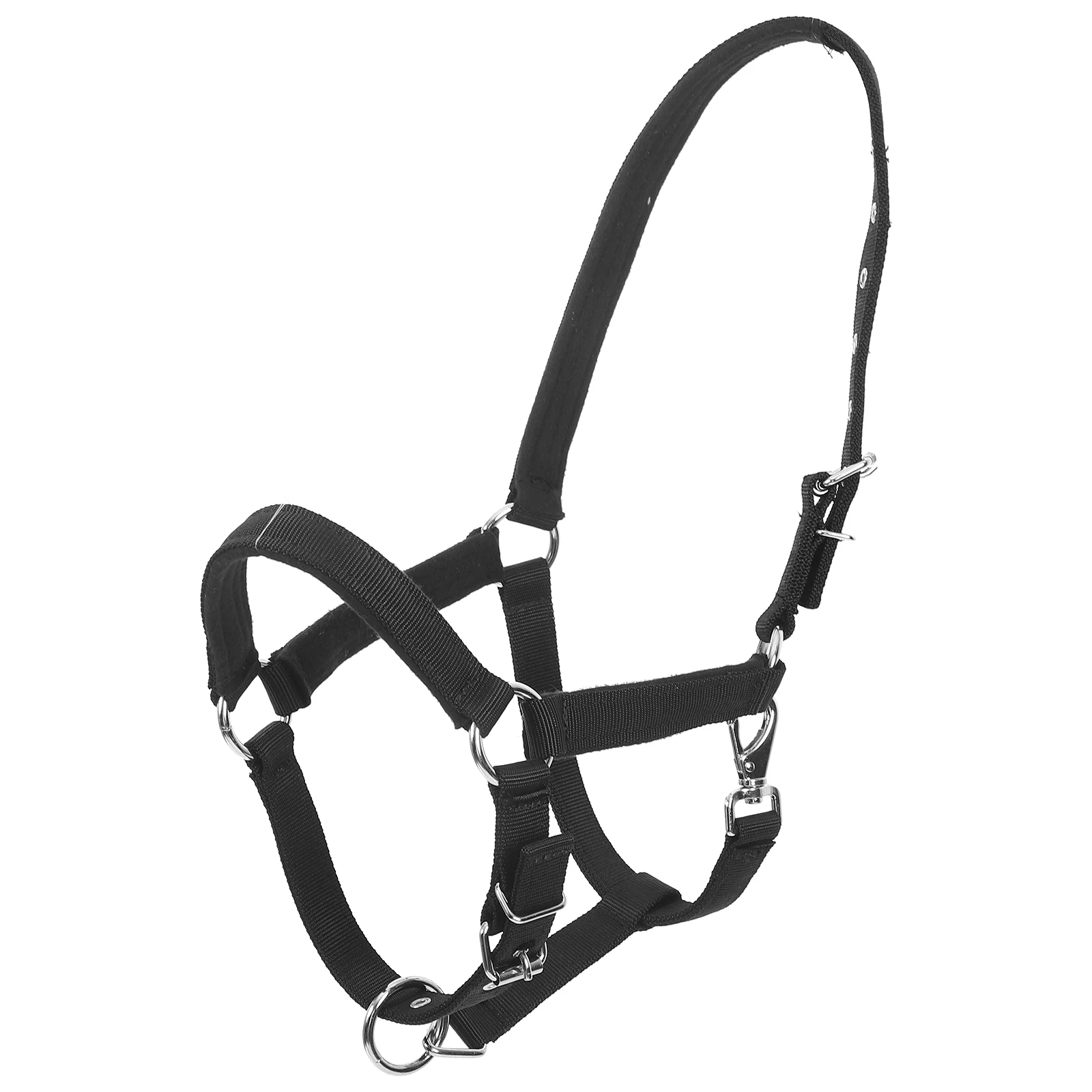 

Horse Bridle Braided Rope Halter Adjustable Nylon Field Safe Headcollar Black L Equestrian Accessory Outdoor Show Durability