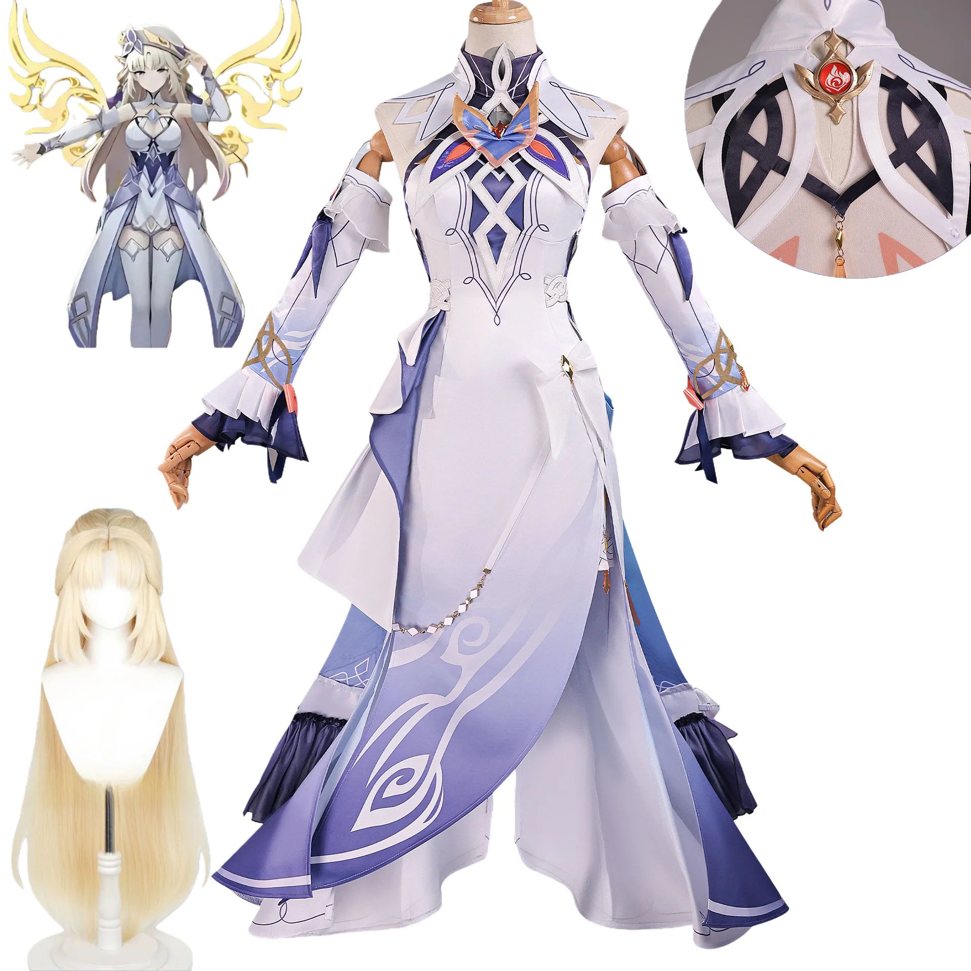 Genshin-Peluca de disfraz de Nicole Reeyn, juego de Anime, Nicole Reeyn, ropa de fiesta de Carnaval y Halloween