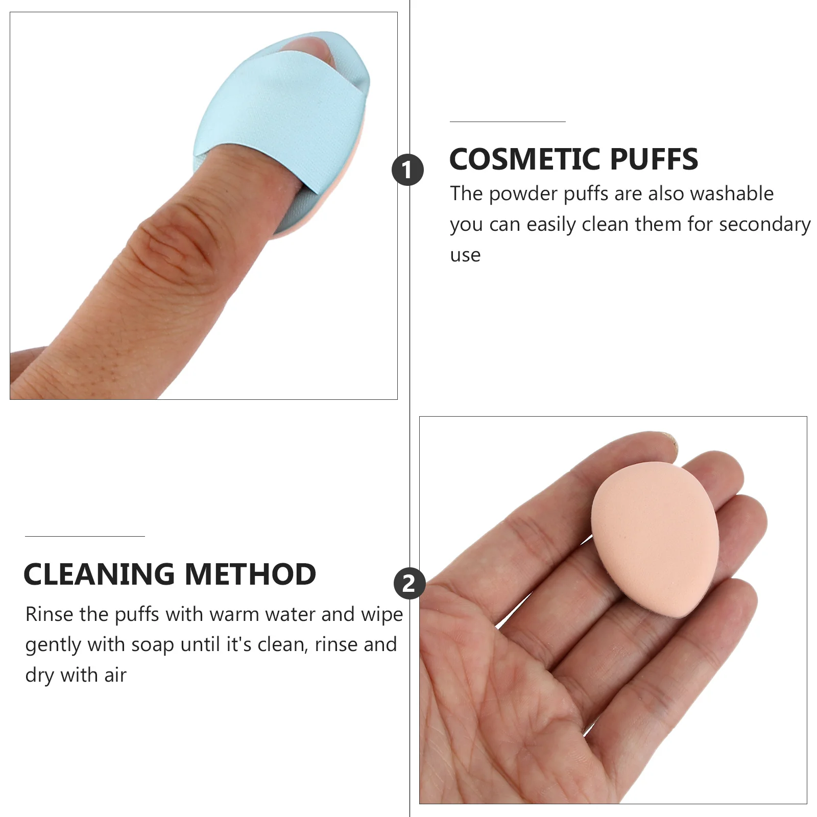 Mini polvo lavable para el tamaño del dedo, maquillaje para cojín Facial, base, esponja de polvo suelta, herramienta de belleza, 6 uds.