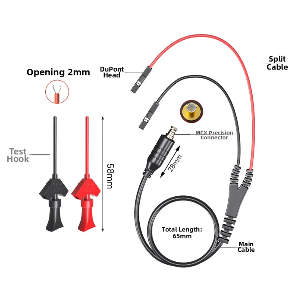 

MCX Test Probe Hook for Oscilloscope For DS202 DS203 DSO201 with Gold Plated Pins and 1 to 1 Attenuation Ratio