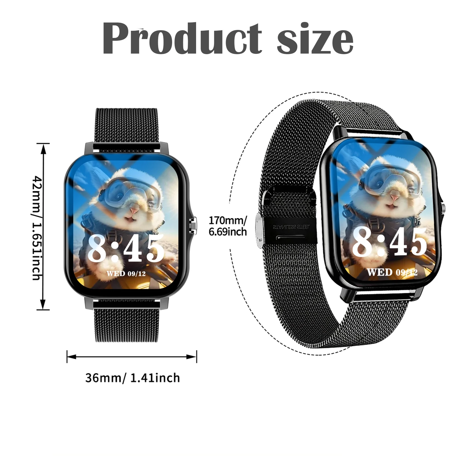 ساعة ذكية كاملة تعمل باللمس، ساعة رياضية ذكية متعددة الوظائف، يمكن أن تذكير بالمكالمات والرسائل ووظائف أخرى