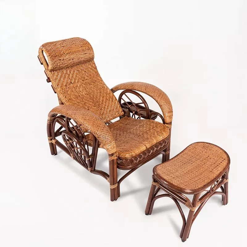 True vine recliner folding lunch break three-fold chair adjustable backrest range rattan recliner balcony elderly chair nap chai