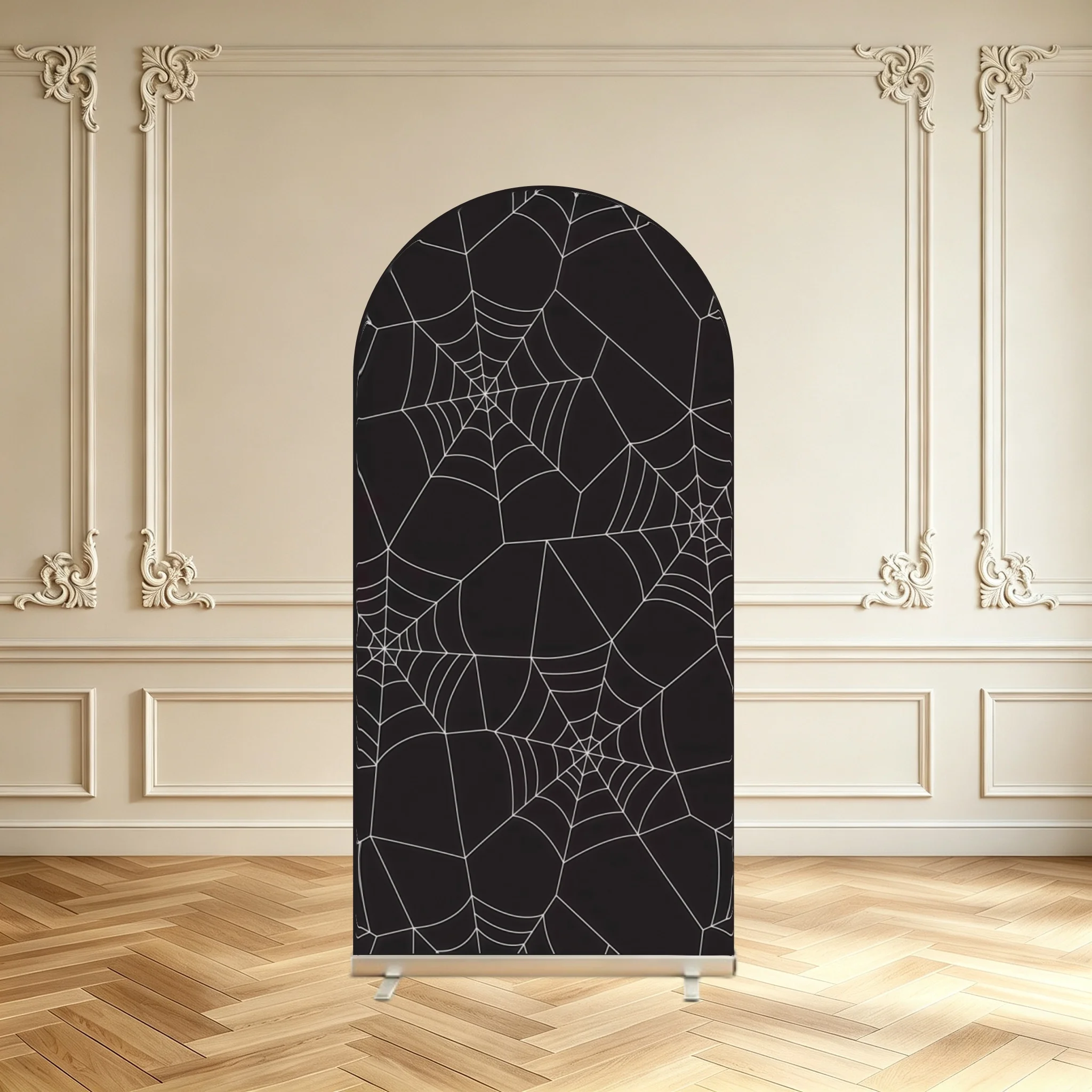 Spooky Halloween Arch Backdrop Cover Haunted Castle Spider Web Halloween Party Decorations Double Sided Arch Cover Background