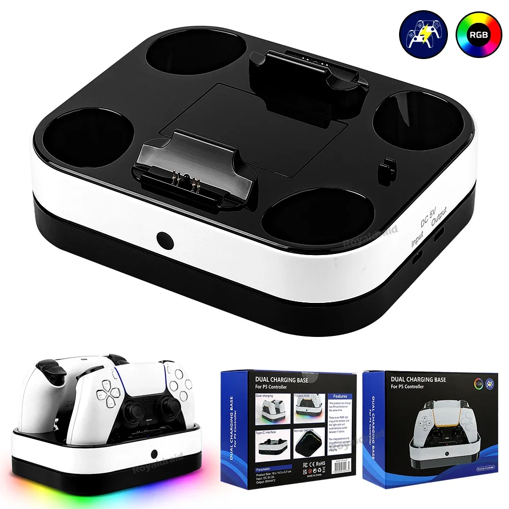 For PS5 Controller Dual Charging Base RGB Fast Charging Stat