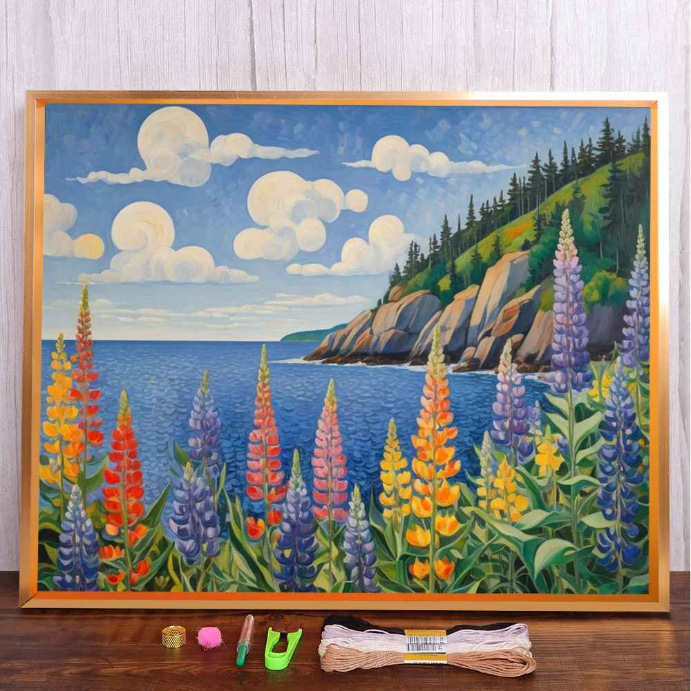 

Fantasy Landscape Printed Fabric Cross Stitch Embroidery Full Kit Handmade Handicraft Painting Knitting Sales Room Decor Counted