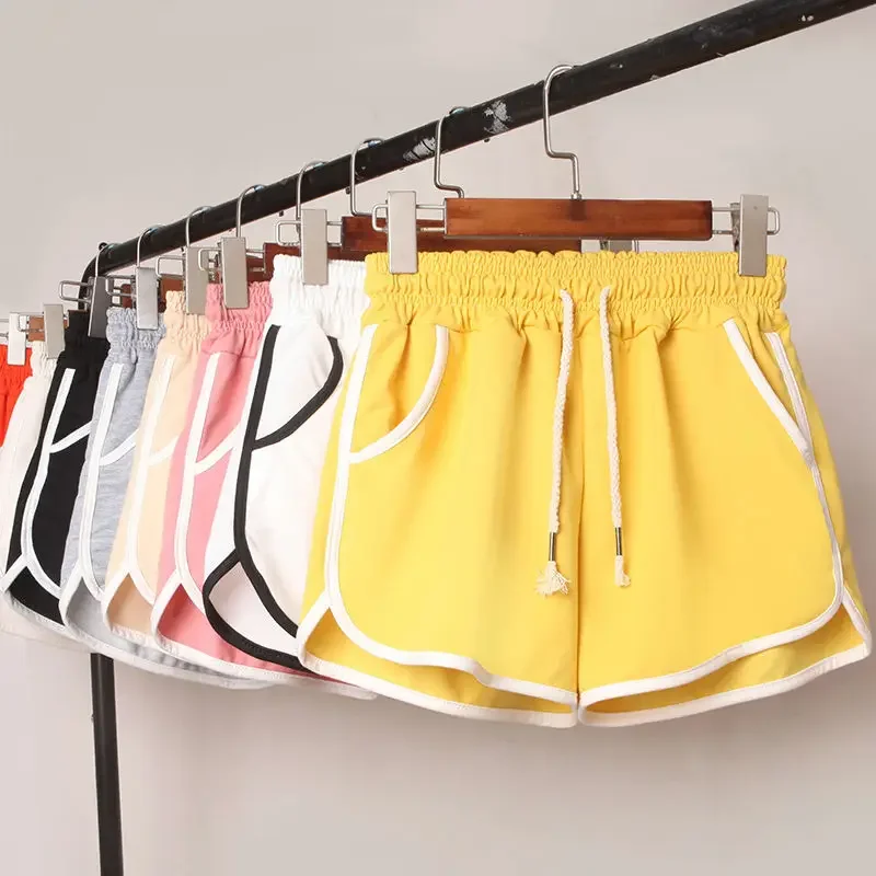 

Short Pants for Woman To Wear Sport Sports Women's Shorts Yellow Wide Fitness Running Gym with Belt Home Y2k Harajuku Low Price