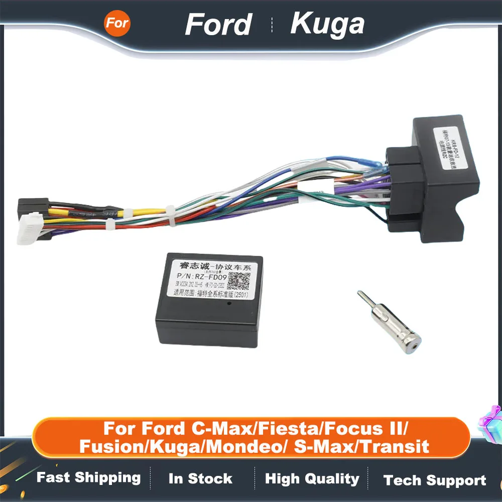 For Ford C-Max/Fiesta/Focus II/ Fusion/Kuga/Mondeo/ S-Max/Transit Android 2 Din GPS Receiver 16 Pin Wiring Harness CANBus