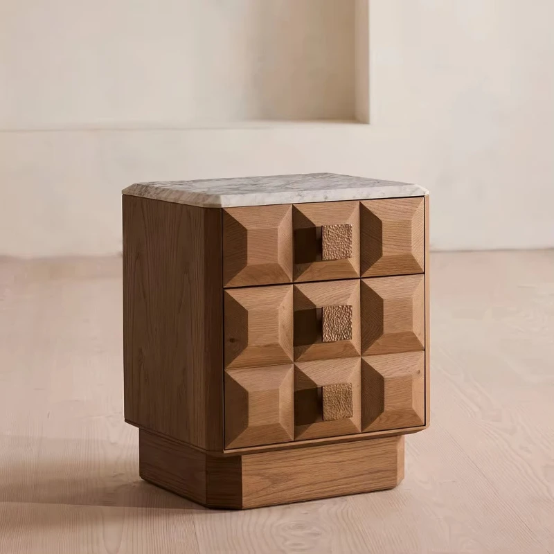 

Antique style solid wood bedside table large bedside table beveled detail storage living room