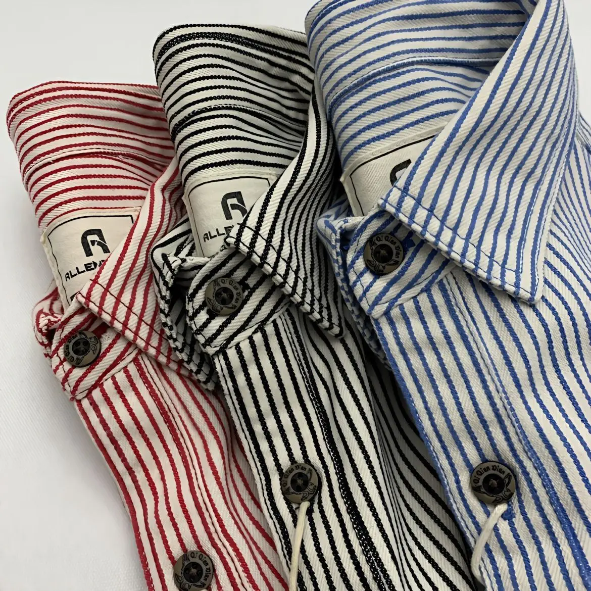 Vintage Casual Vertical Striped Shirts Heavyweight Yarn Dyed Top for Men Cotton Long Sleeve Loose Workwear Y2k Autumn Coats