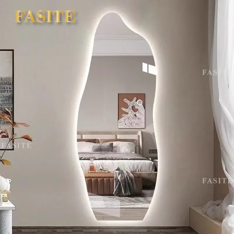 For Full Length Mirror Light Luxury Cloud Vertical Wall Mounted LED Intelligent HD Makeup Mirror for Bedroom Clothing Store