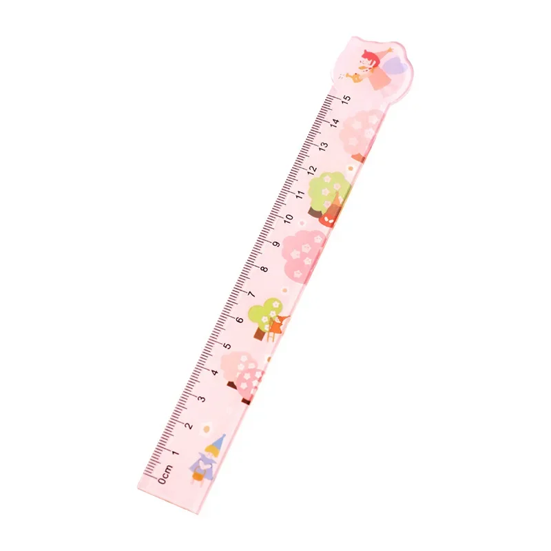 2 Pcs 15cm Transparent Cartoon Ruler Multifunction Diy Drawing Tools Student Rulers Double-duty School Office Supplies Escolar