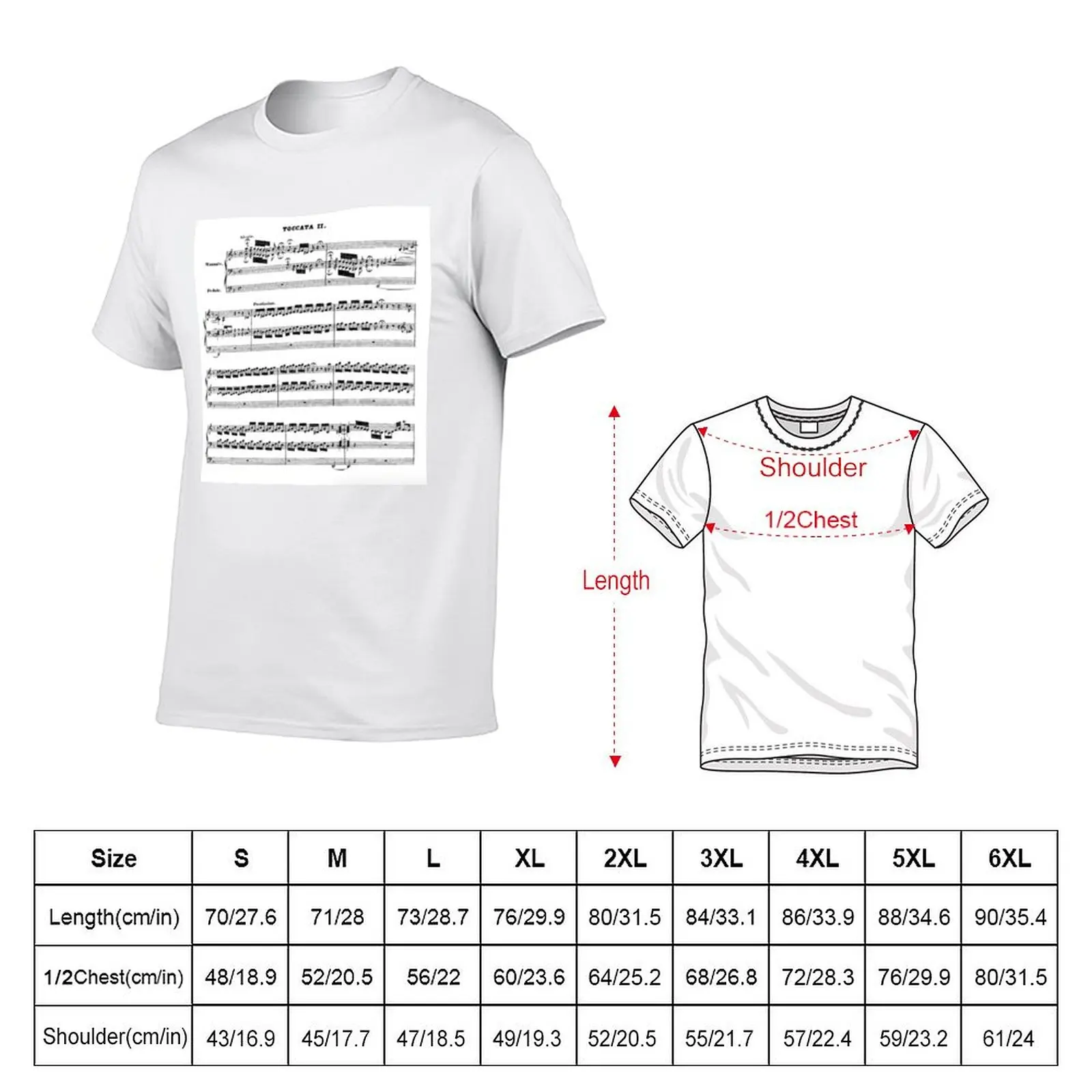 Bach Tocatta and Fugue sheet music T-Shirt Big and Tall Short Sleeve Tee