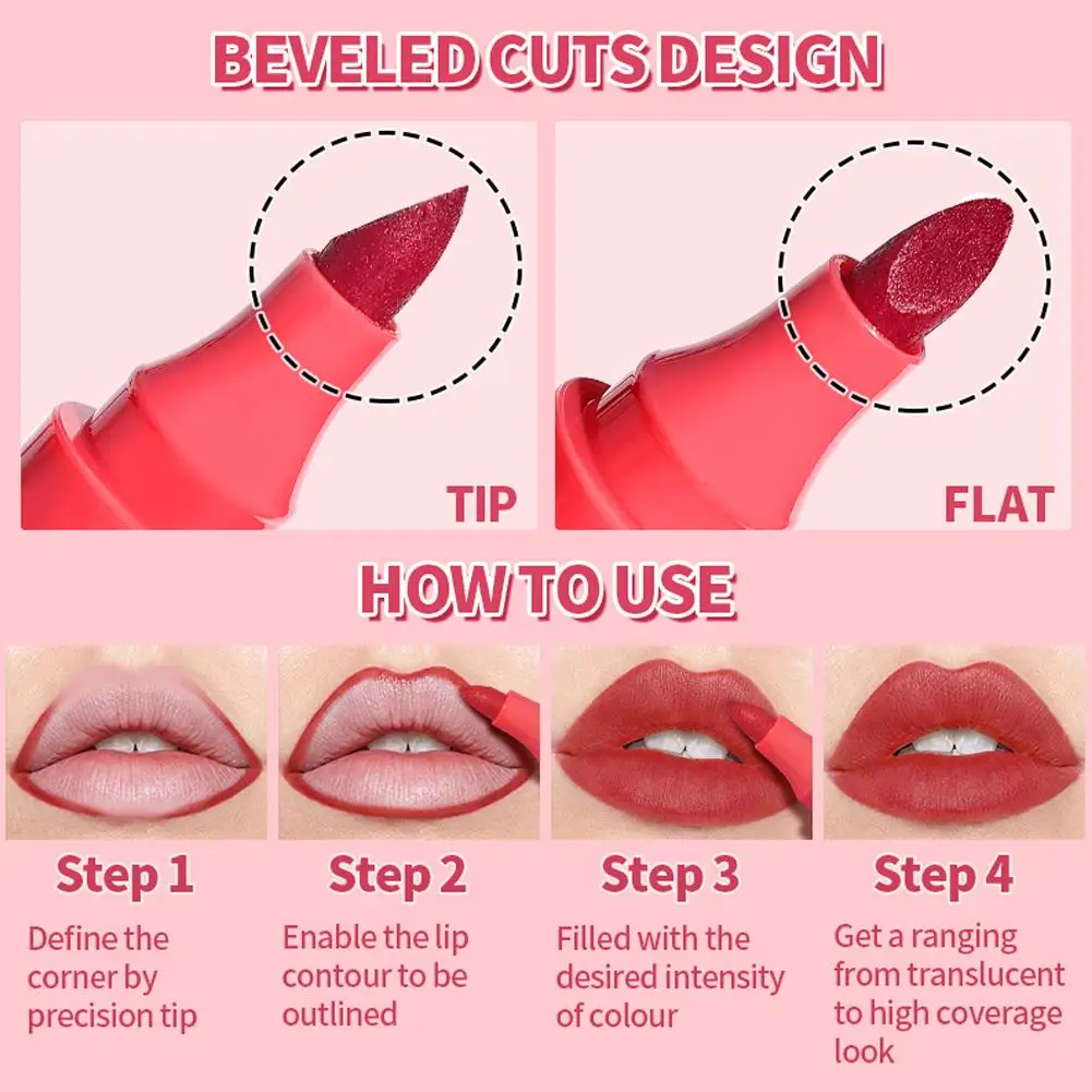 Non-Stick Cup Lip Dye Pencil Matte Lift Long-lasting Easy Coloring Marker Mouth Red Lip Glaze Lip Liner