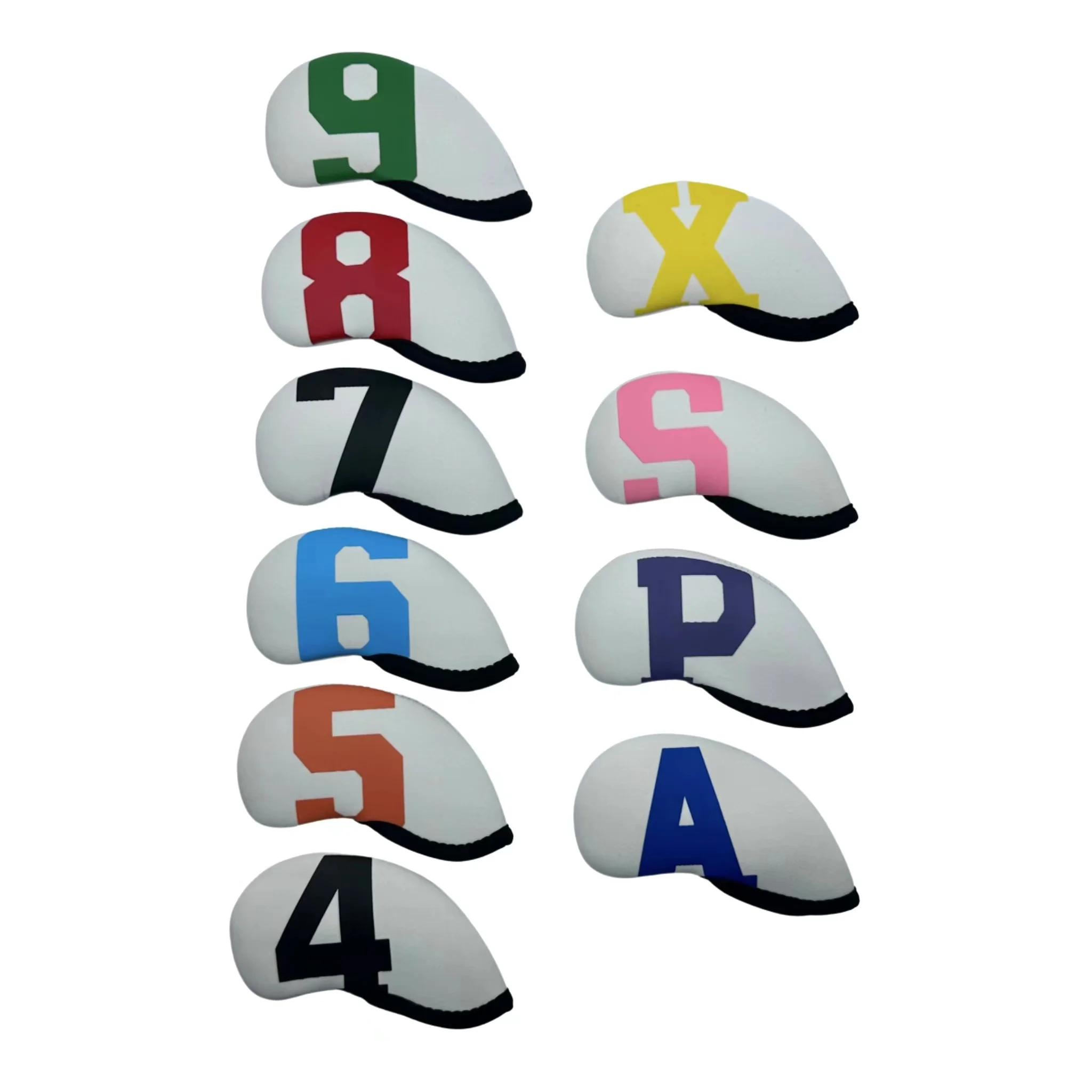 10pcs/Set Golf Number Iron Head Cover Golf Iron Cover 4、5、6、7、8、9、P、A、S、X Iron Head Cover Universal Golf Accessories