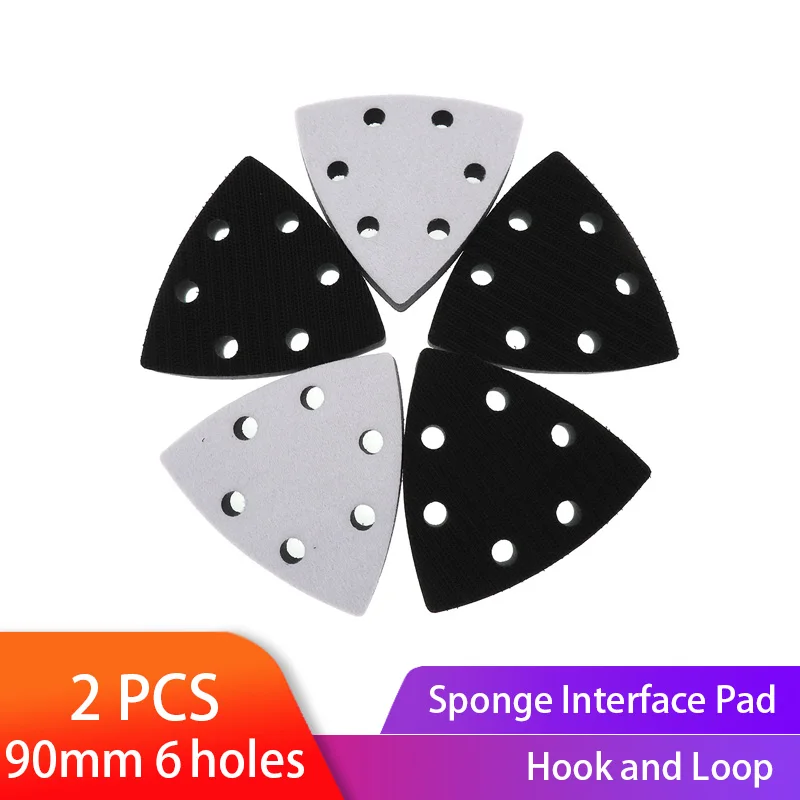 

90x90x90MM 6-Hole Soft Interface Pad Hook and Loop Sanding Disc Backing Pad Power Tools Accessories 2 Pack