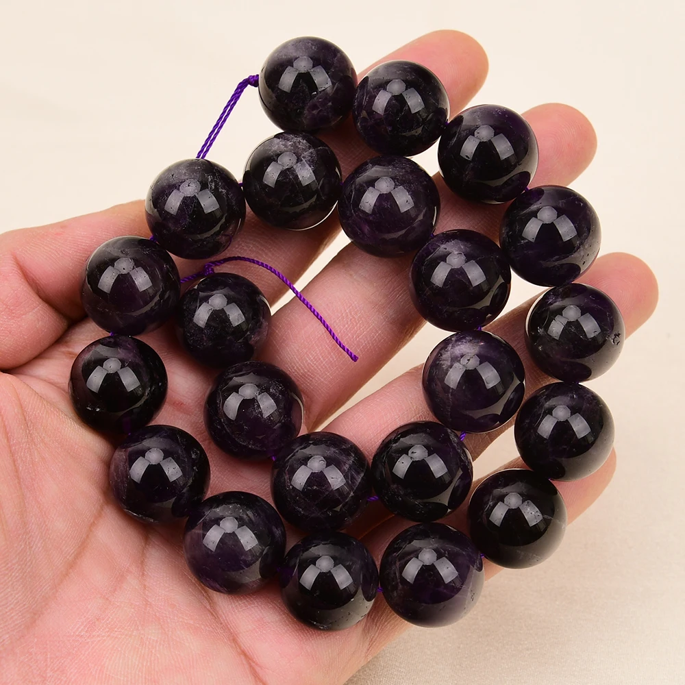 APDGG 18mm A+ Big Natural Purple Amethyst Quartz Smooth Round Loose Beads 15.5'' Strands Jewelry Making DIY