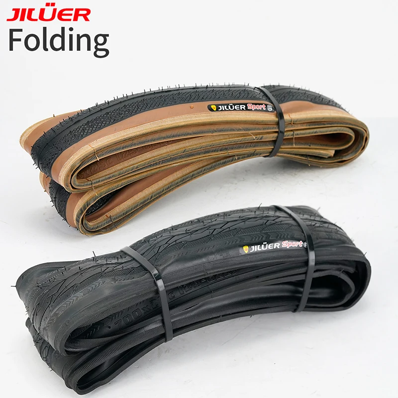 JILUER Road Bike Tire Folding Ultra Light Bicycle Tires 700x25c/28c/38c 60TPI Black/Yellow Anti-puncture Gravel Tyre Bikes Parts view 3