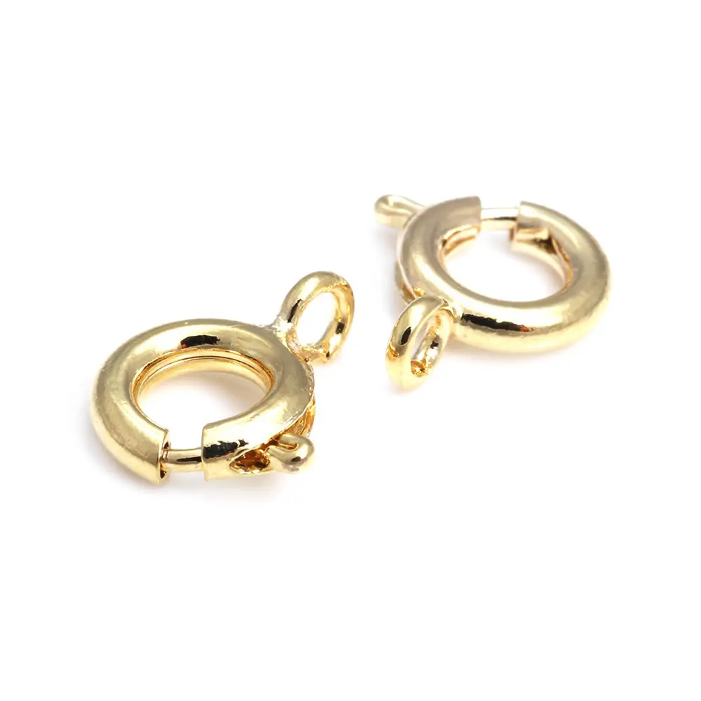 20PCS Diameter 5MM 6MM 7MM 24K Gold Color Plated Brass Spring Round Clasps Necklace Clasps Jewelry Findings Accessories