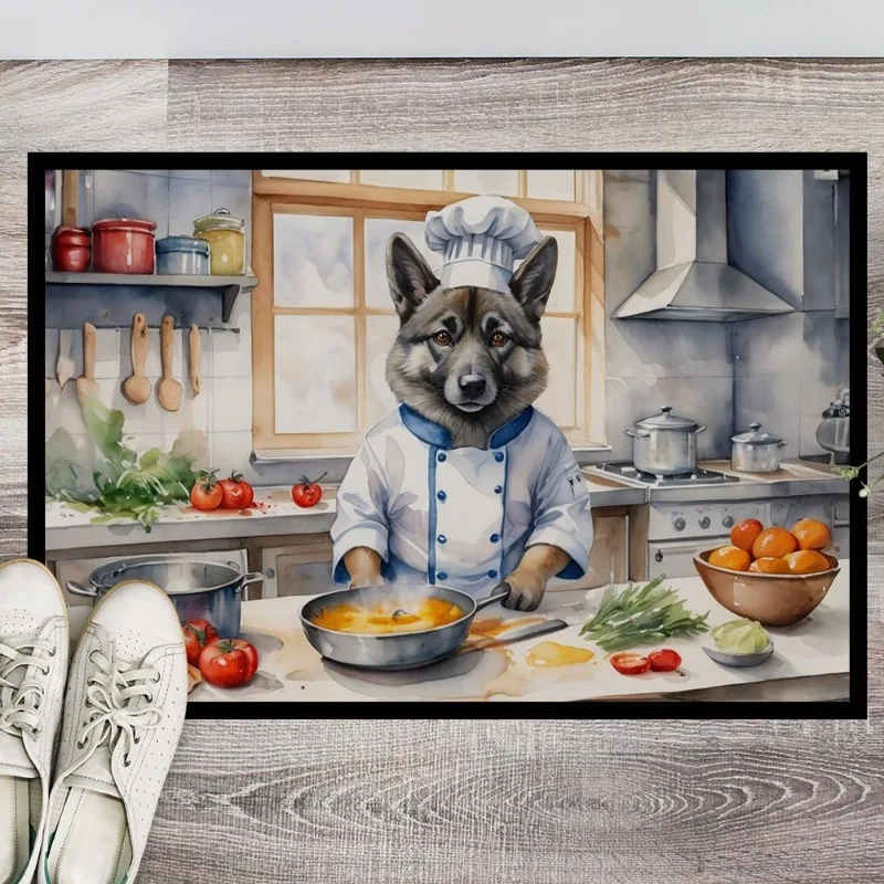 Elkhound Chef Doormat NEW Non Slip Low Pile Washable Indoor Outdoor Front Mat