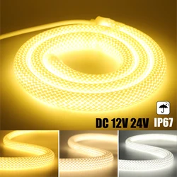 360 Degree Lighting 12V 24V Neon Strip IP67 Waterproof Home Garden Decor White Silicon Tube Flexible Ribbon Led Light 1M 5M 10M