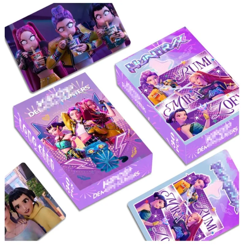 lKpop demon hunter laser card set, suitable for boys and girls, cartoon collection cards, student fashion gifts. cards anime