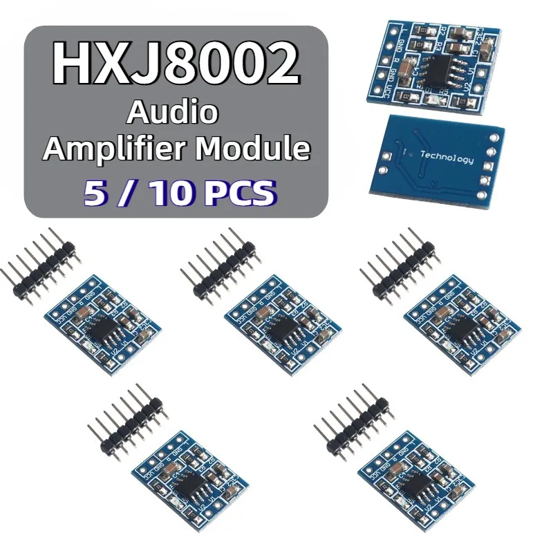 5/10pcs Mini HXJ8002 Audio Power Amplifier Board Mono Channel Voice Low Noise Amplifiers Module 2.0-5.5V Replace