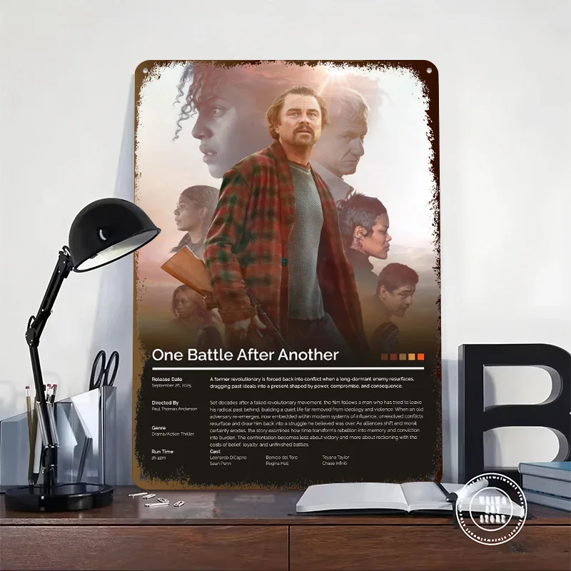 One Battle After Another Movie Printing Poster Customized Retro Wall Art Vintage Metal Signs for Room Coffee Bar Accessories