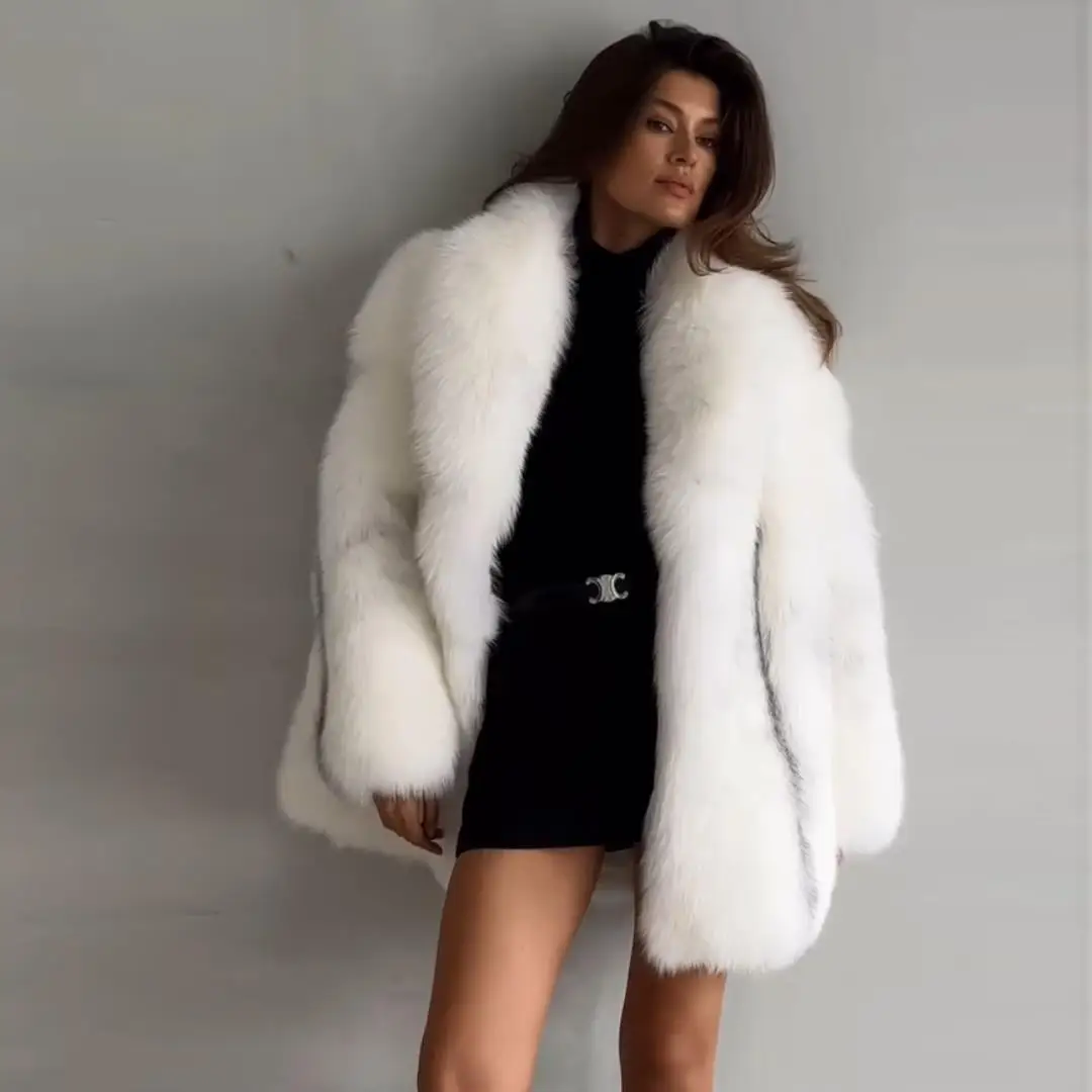 New Winter Woman Real Silver Fox Fur Jacket Fashion Elegant Lady Warm Short Overcoat Genuine Fur Coat