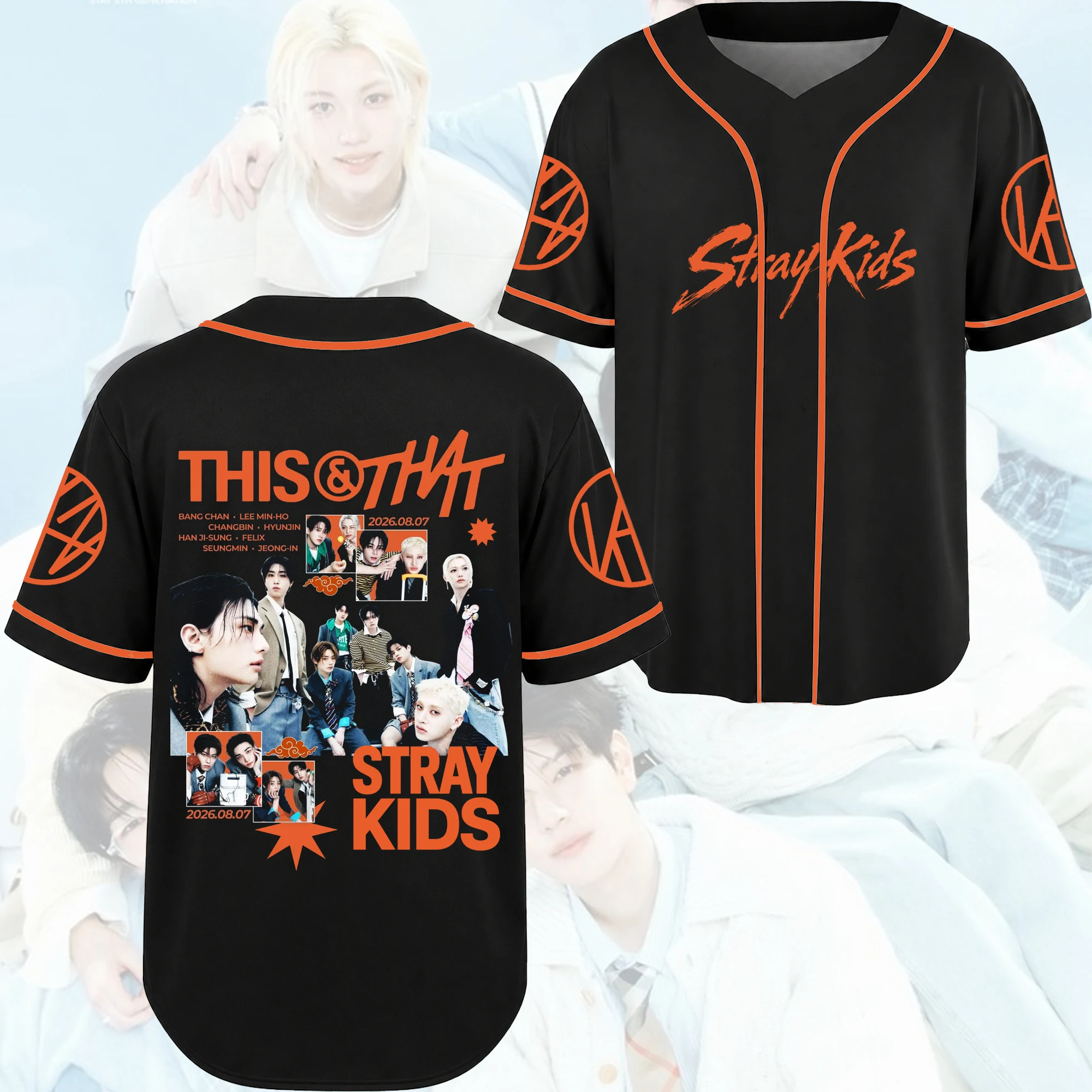 Stray Kids THIS & THAT Jersey Orange Pop-Punk-Festival-Konzert-Outfit Familien-Partnerlook Bequemes Mode-T-Shirt – Detail 3