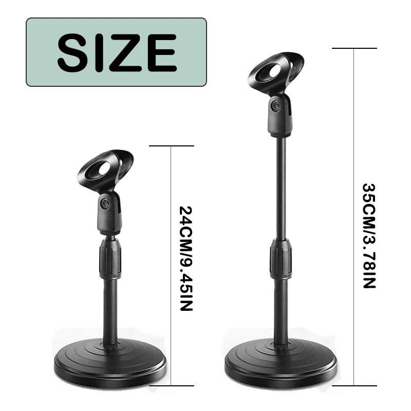 Microphone Desktop Stand with Adjustable Lifting and Weighting Disc Base Shockproof Network Live Broadcast Mic Stand Accessories