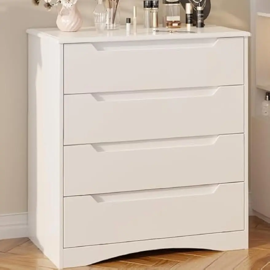 

4 Drawer Dresser with Ample Storage, Recessed Handles and Sturdy Trip Protection