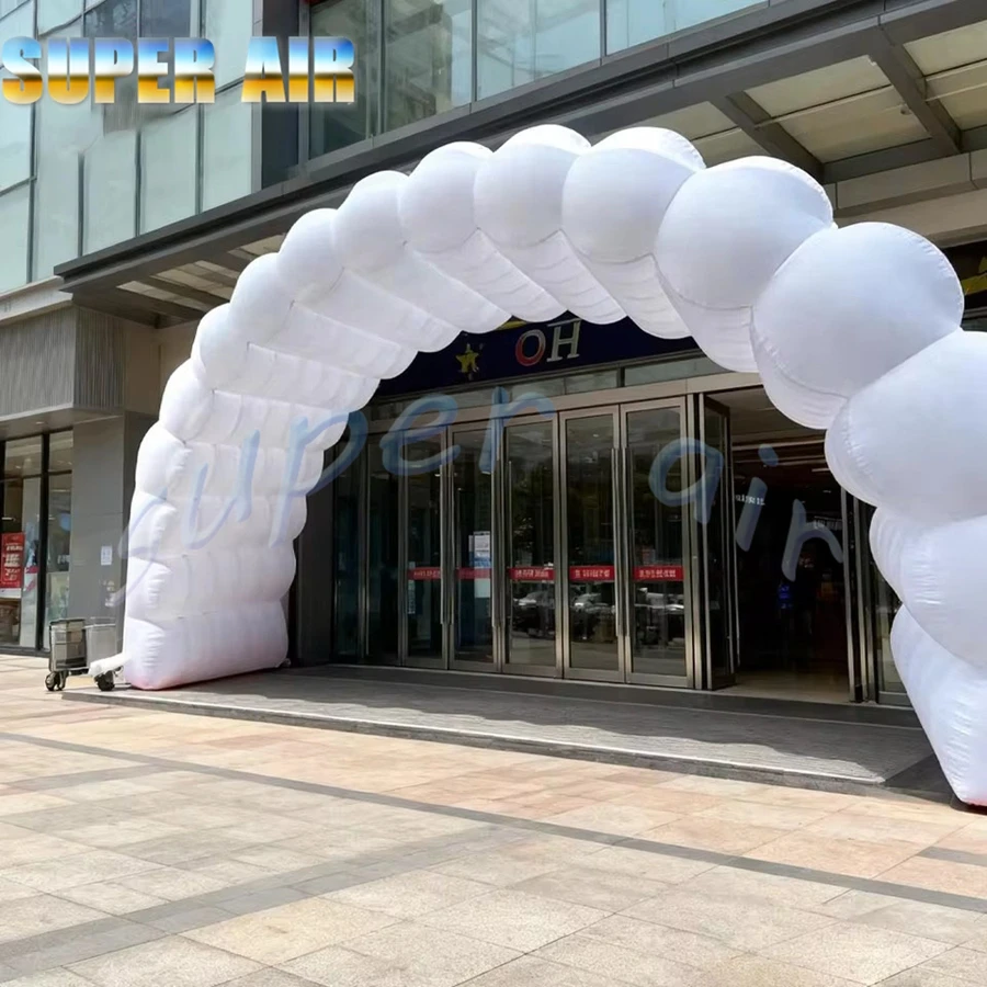 Bela decoração de show de comércio ao ar livre inflável arco iglu decoração arco inflável em forma de nuvem branca