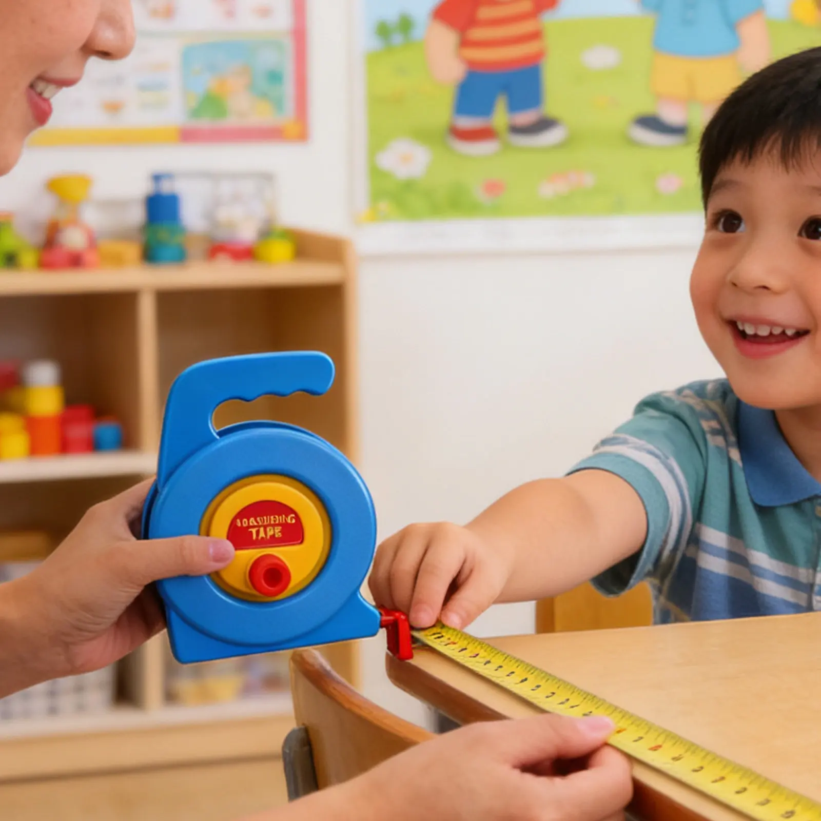 1m子供用デュアルスケールソフトテープメジャー、伸縮式メートル・インチ両用定規、幼児教育用測定ツール