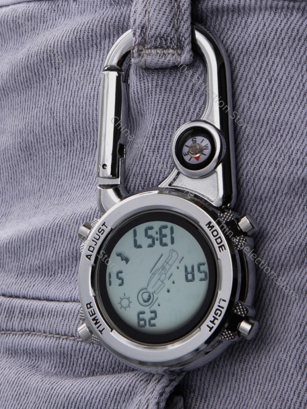 Portable Astronaut Electronic Watch Mountaineering Buckle Watch Outdoor Sports Pendant Watch Work Study Nurse Strap Compass