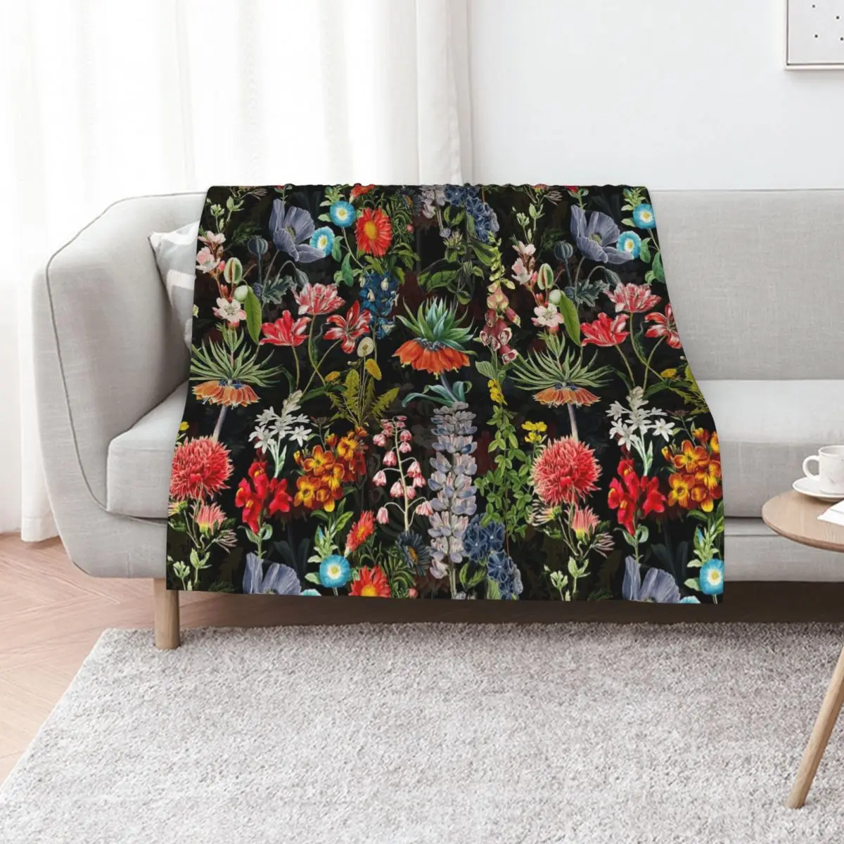 Vintage Springflower Midnight Garden Throw Blanket Thin Thermal For Sofa Thin Tourist sofa bed funny gift Blankets