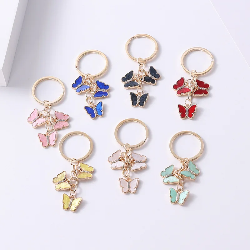 Colorful Diamond Acrylic Butterfly Keychain Bag Pendant For women's Keychain Pendant Keyring For Women Gift