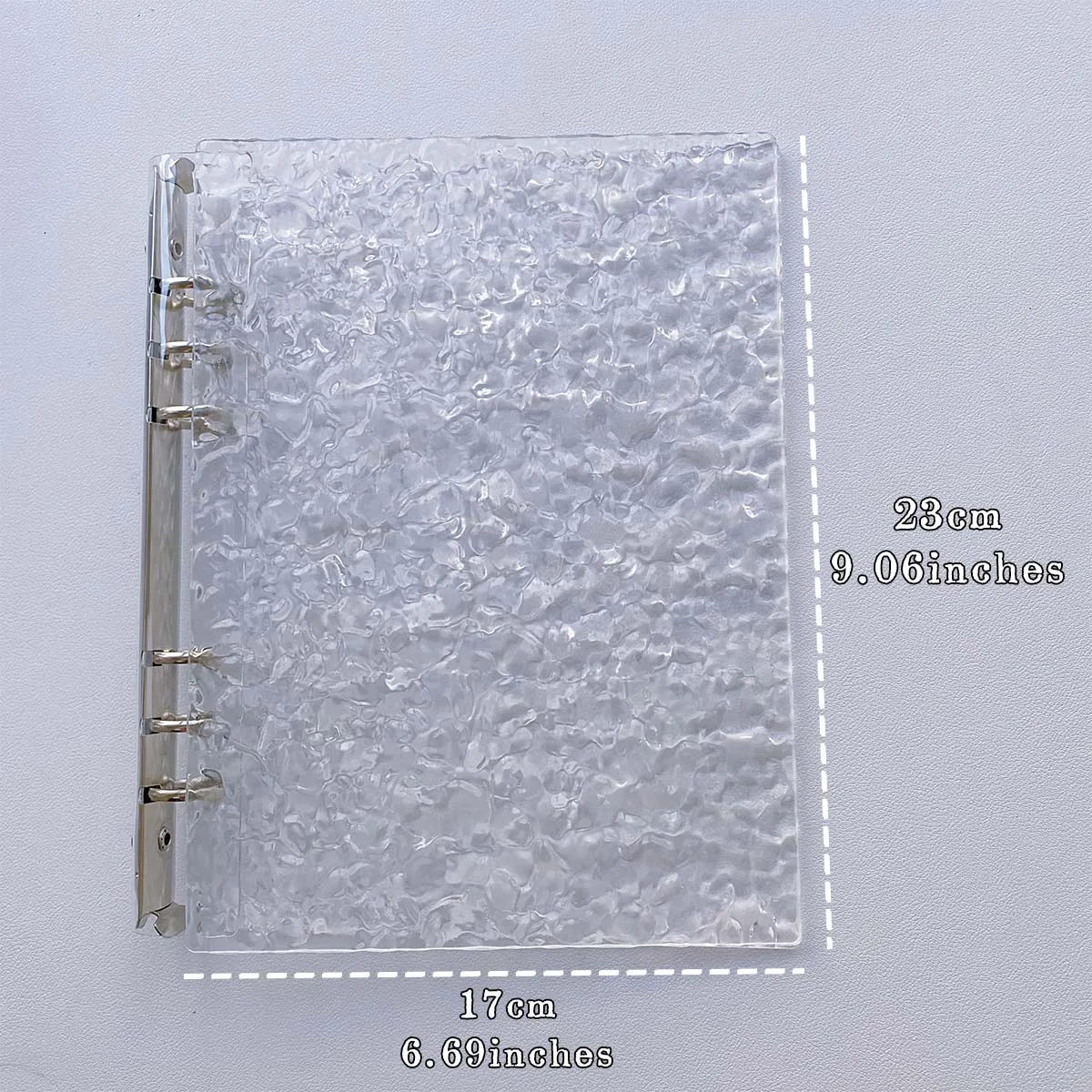 A5 Acrylic Water Ripple Binder Notebook  for Kpop Photo Cards Collection 6 Hole Transparent Clear Album Organizer