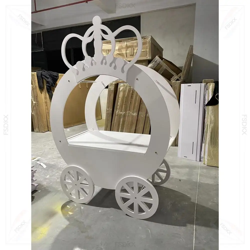 New Design Wedding Party Decoration Candy Bar Cart Food Desserts Carts White Candy Cart