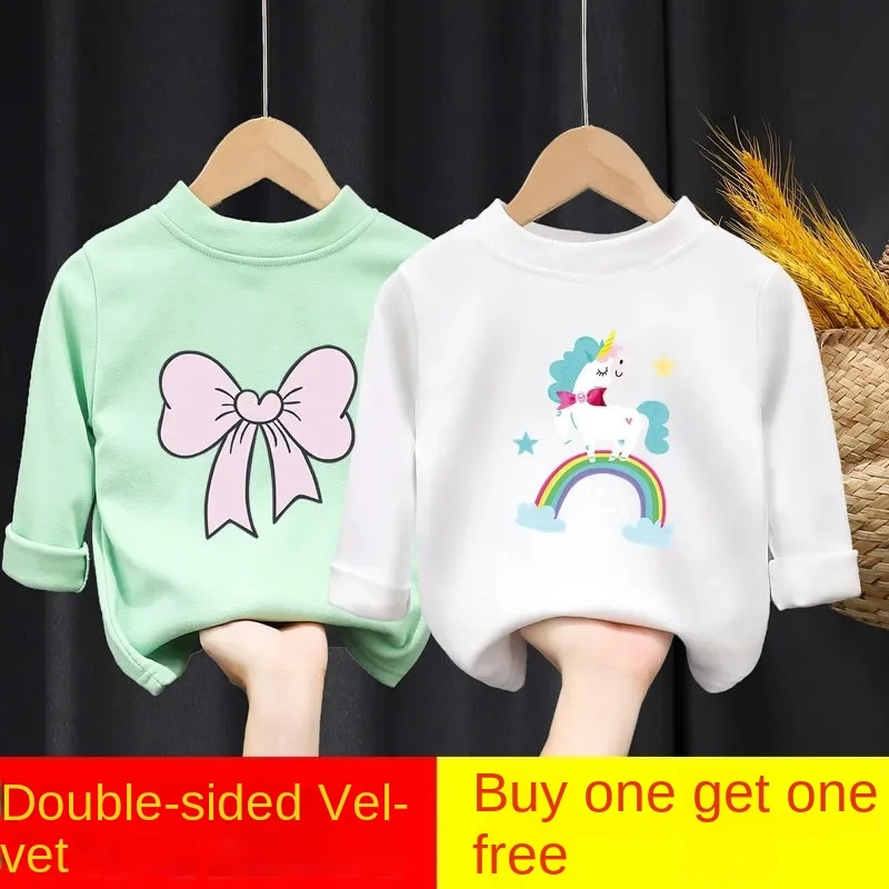 2 PCS Long Sleeve T-Shirts Infant to Little Kid Toddler Cartoon Cute Soft Tees Children Full Tops fits 2-10 Years