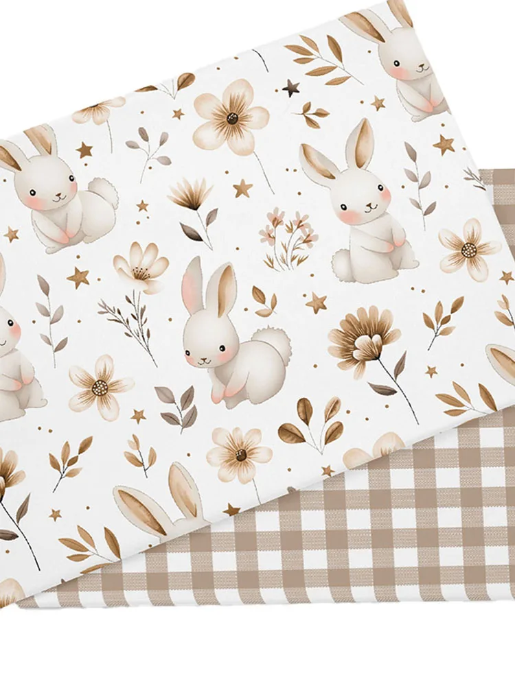 63×19inch Cartoon Rabbit Printed Cotton Fabric Colorfast for Make Quilt Cover Hug Pillow Tablecloth Fitted Sheet Casual Wear