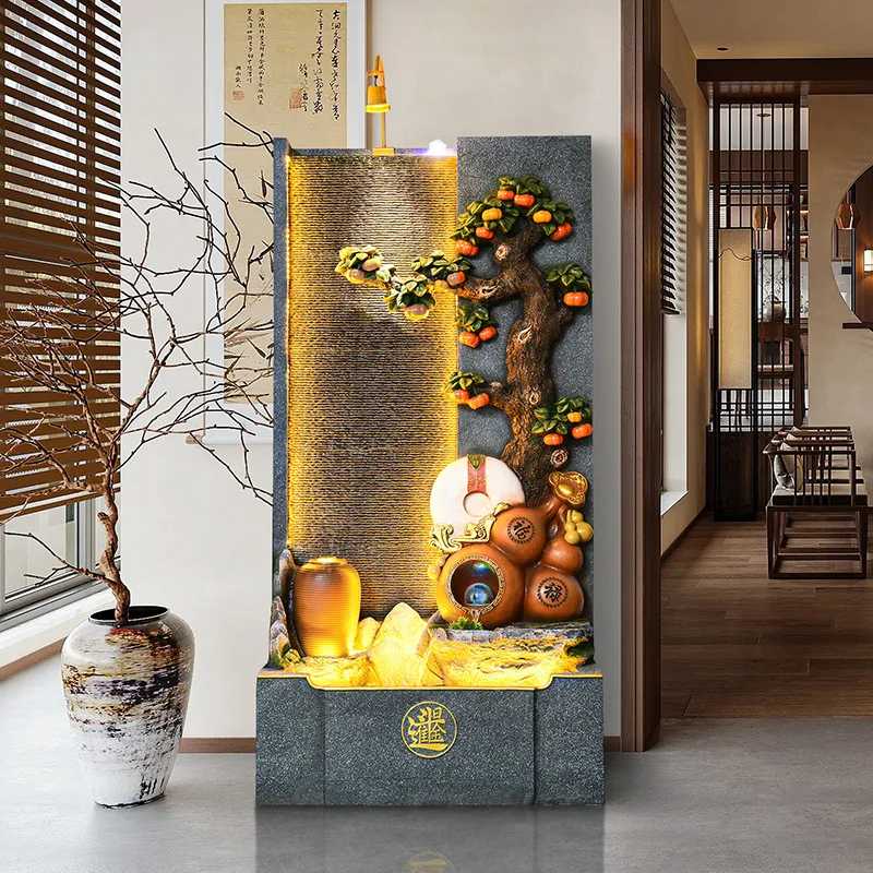 water curtain wall rockery lucky ornament living room feng shui wheel circulating water fish pond company hotel screen