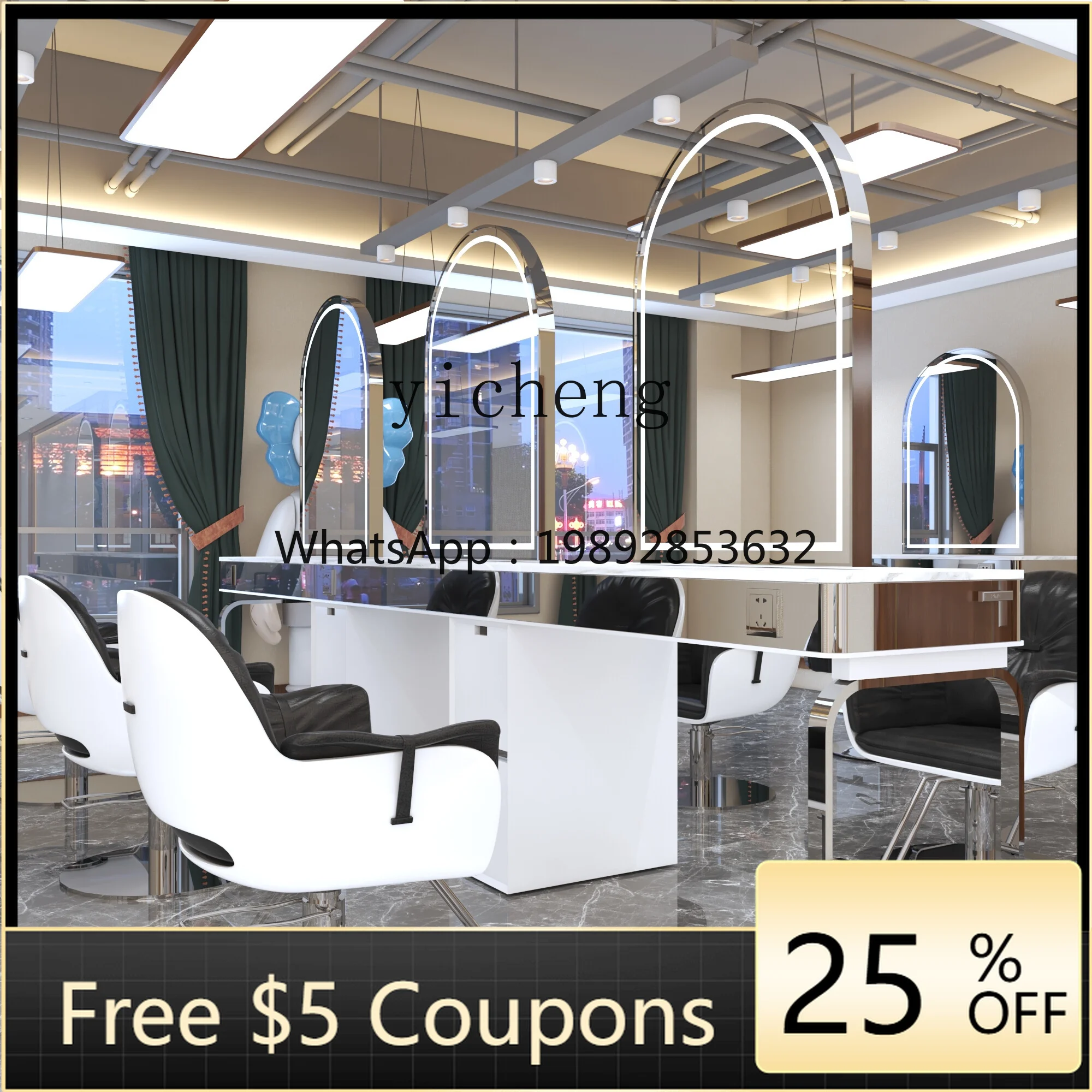 

Table cabinet integrated trendy hair salon perm and dye desktop mirror barber shop mirror