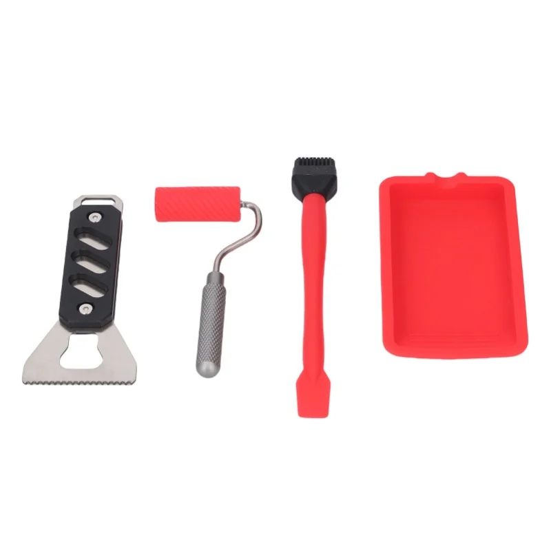 Wood Glue Applicator Set Aluminum Alloy And Silicone Reusable Portable Wood Gluing Brush Silicone Applicator Kit For Woodworking