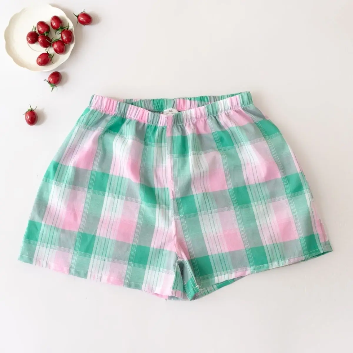 Summer Home Shorts Women's Cotton Slimming Wide Leg Pants Sports Thin Casual Pants Loose Plaid Pajama Plaid Short Pants