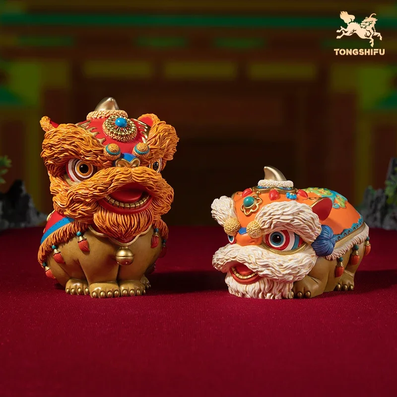 Chinese Copper Handicrafts Auspicious Lion Dancing Statues Home Lucky Animals Living Room Tabletop Ornaments Home Decoration