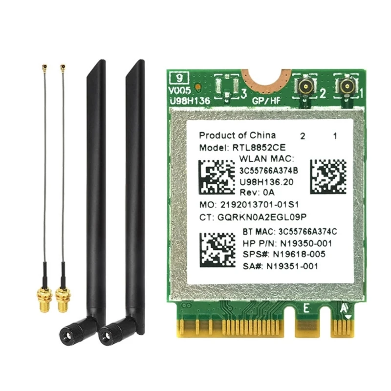 

RTL8852CE Wirelessly Card WiFi Adapter 5.2 Wirelessly 2.4/5/6Ghz 5400Mbps Wifi6e Receiver Networking Card QXNF