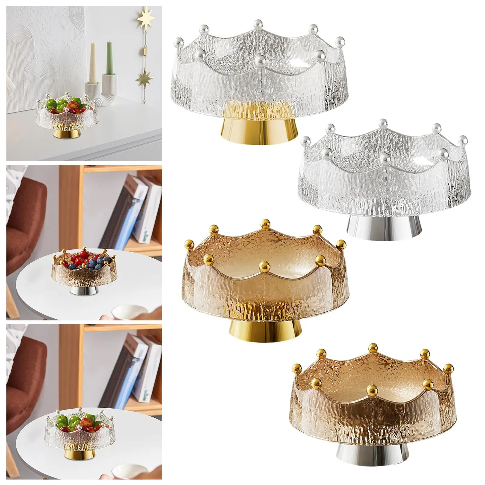 Luxury Serving Tray Fruit Bowl with Forks Golden Table Decoration Multifunctional Candy Dish for All Occasions