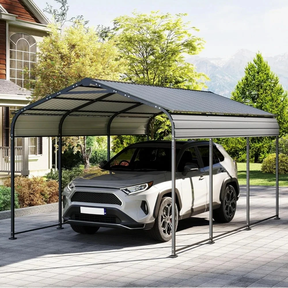 

10×15FT Metal Carport, Heavy Duty Car Port, All-Weather Storage Trucks, Boats, Cars, Steel Roof, Vertical
