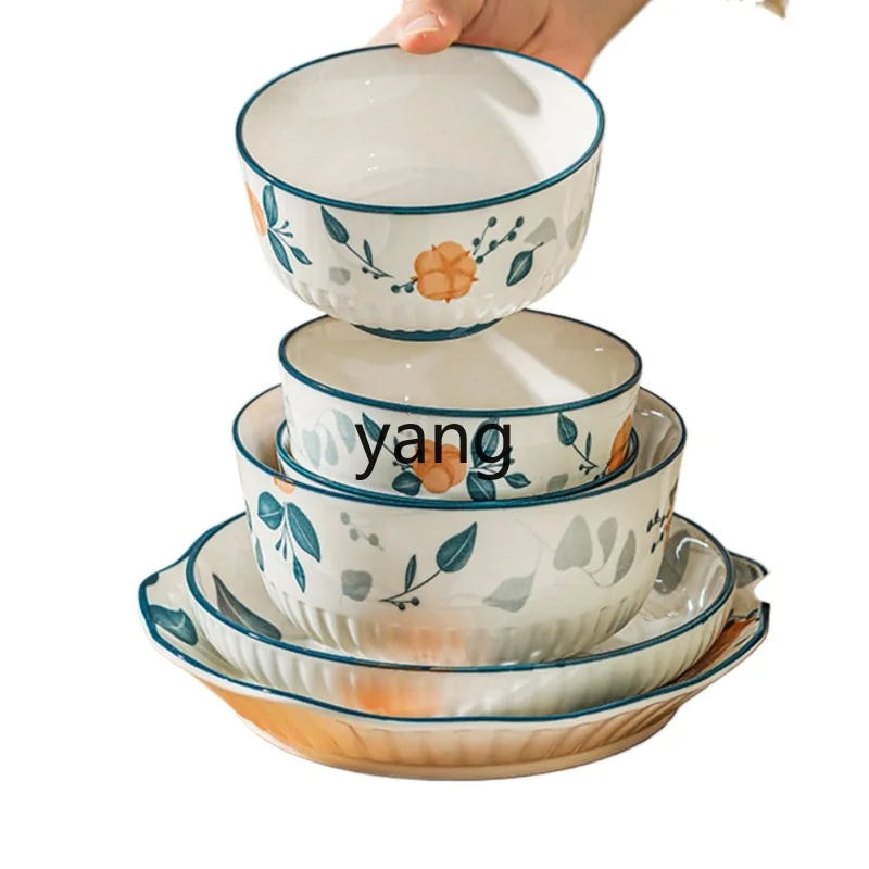 Yjq dishes set household ceramic anti-scalding dishes combination tableware housewarming new home